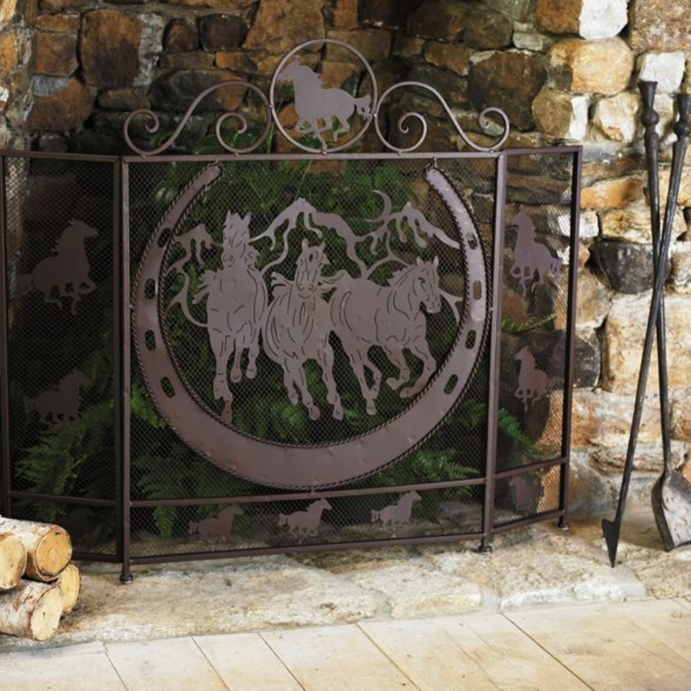 Running Horses & Horseshoe Fire Screen